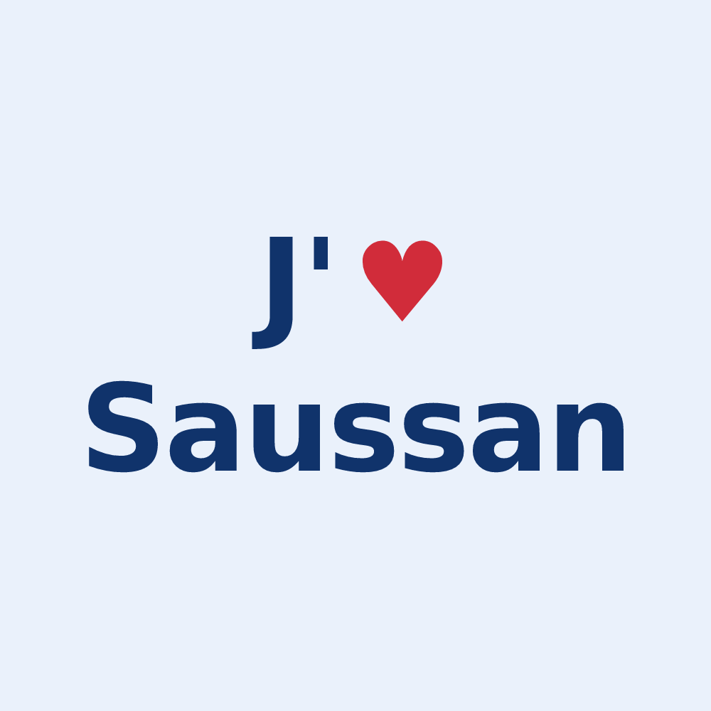 Sticker personnalisé Saussan — design J'aime Saussan