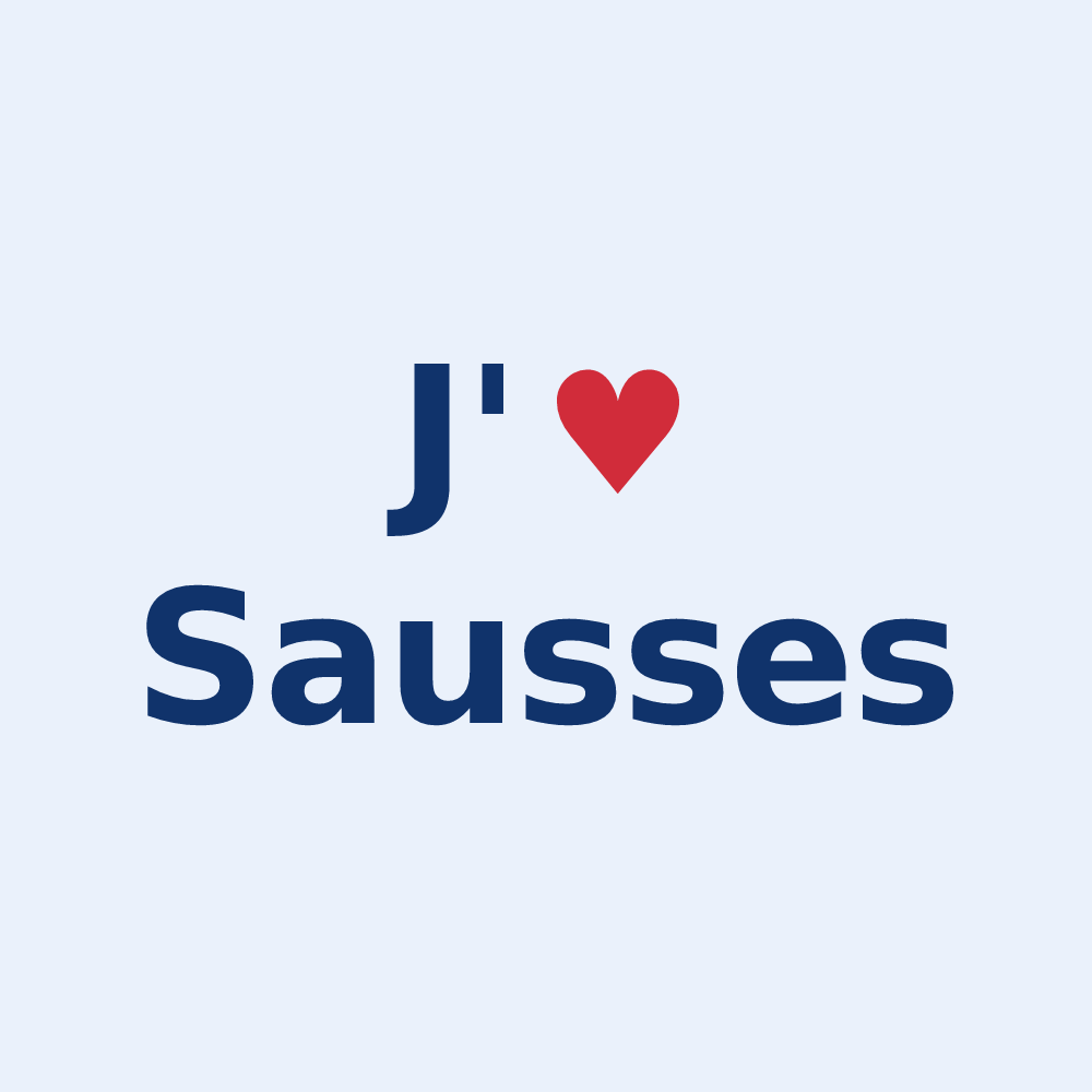 Sticker personnalisé Sausses — design « J'aime Sausses » imprimé sur le sticker