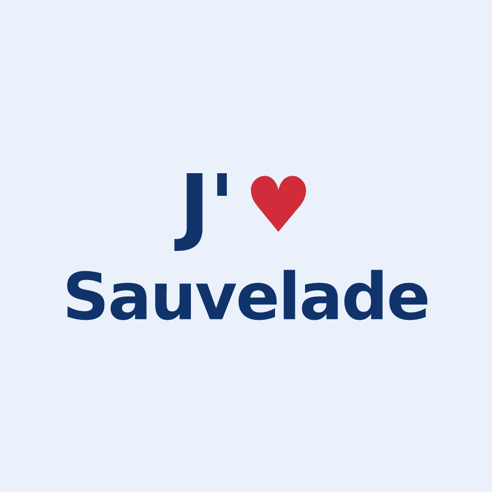 Sticker personnalisé Sauvelade — design J'aime Sauvelade