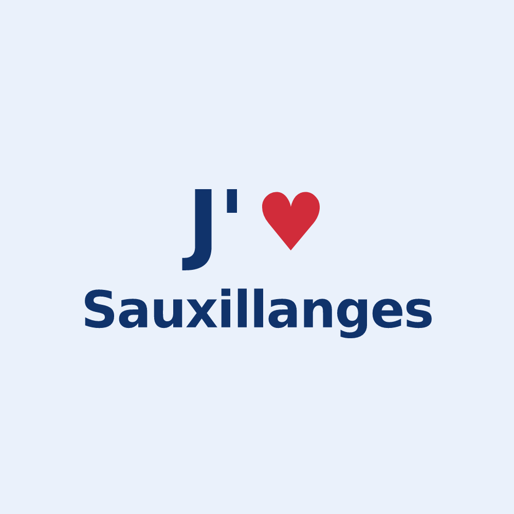 Sticker personnalisé Sauxillanges — design J'aime Sauxillanges