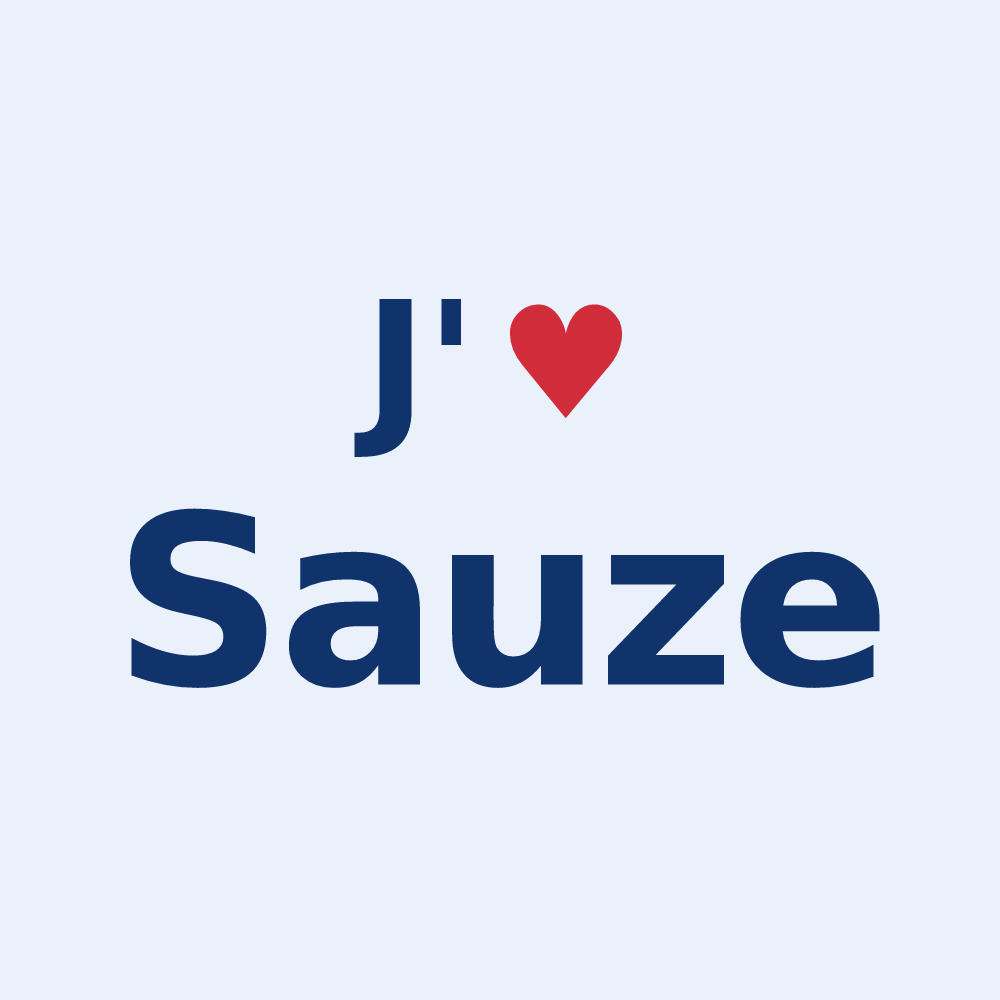 Sticker personnalisé Sauze — design « J'aime Sauze » imprimé sur le sticker