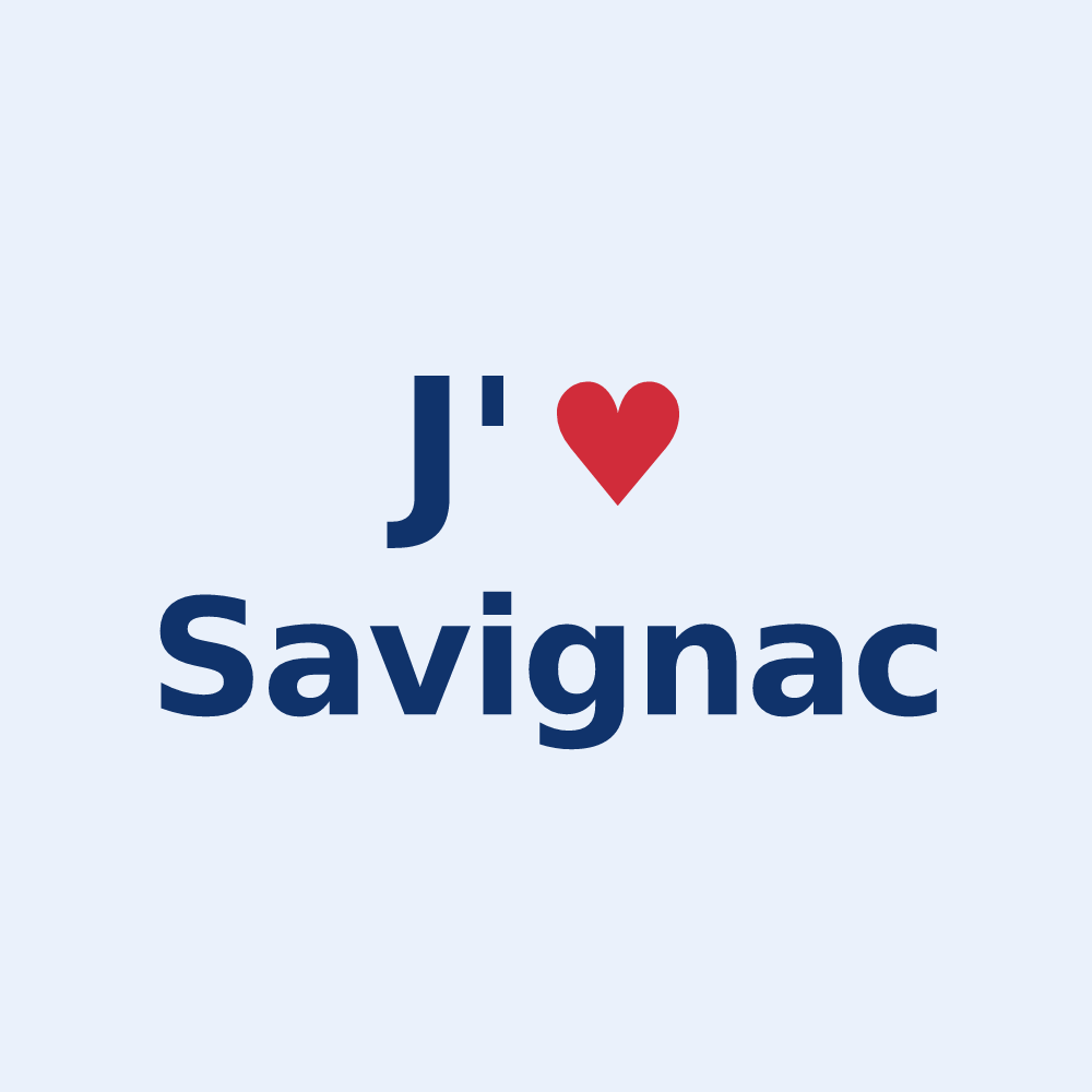 Sticker personnalisé Savignac — design « J'aime Savignac » imprimé sur le sticker