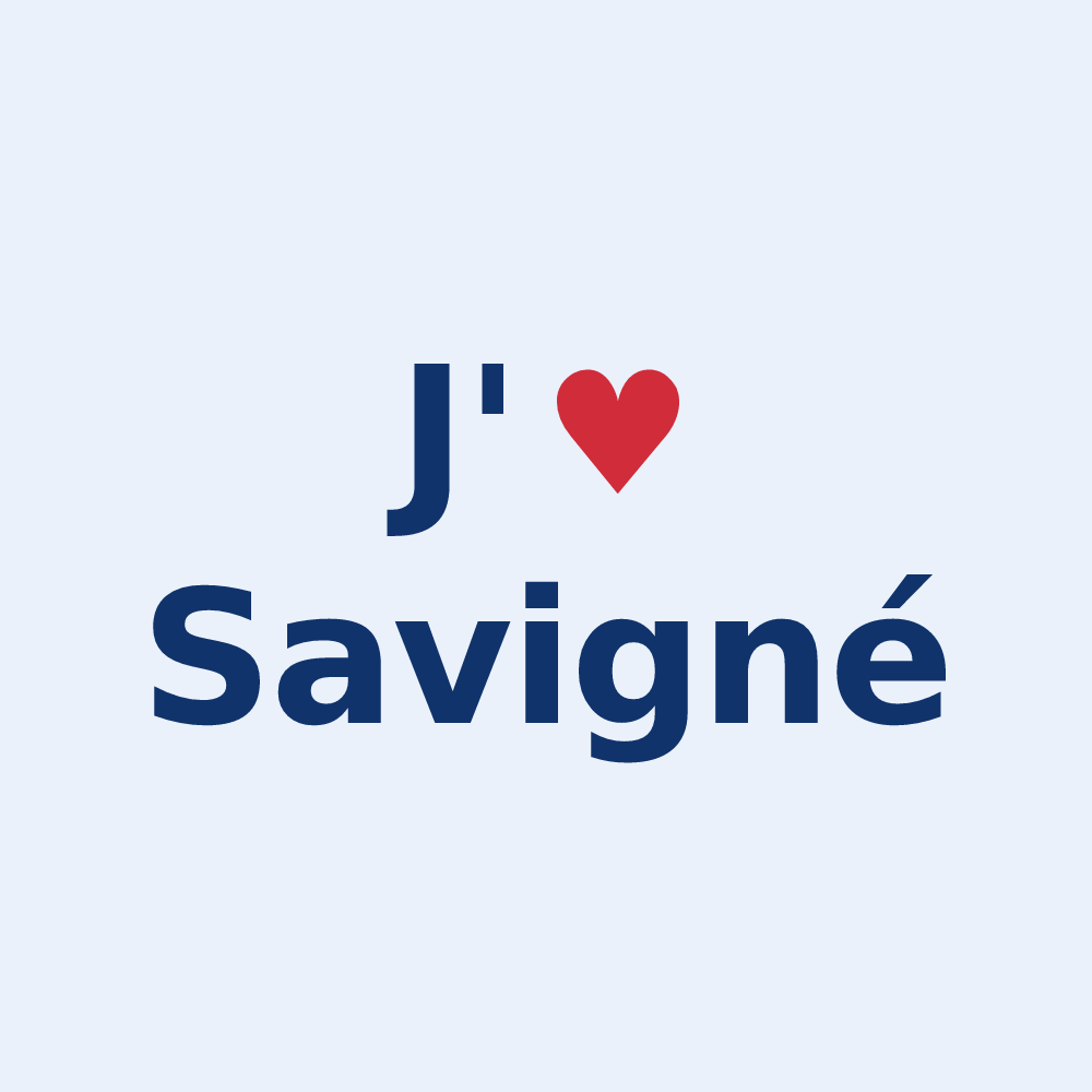 Sticker personnalisé Savigné — design J'aime Savigné