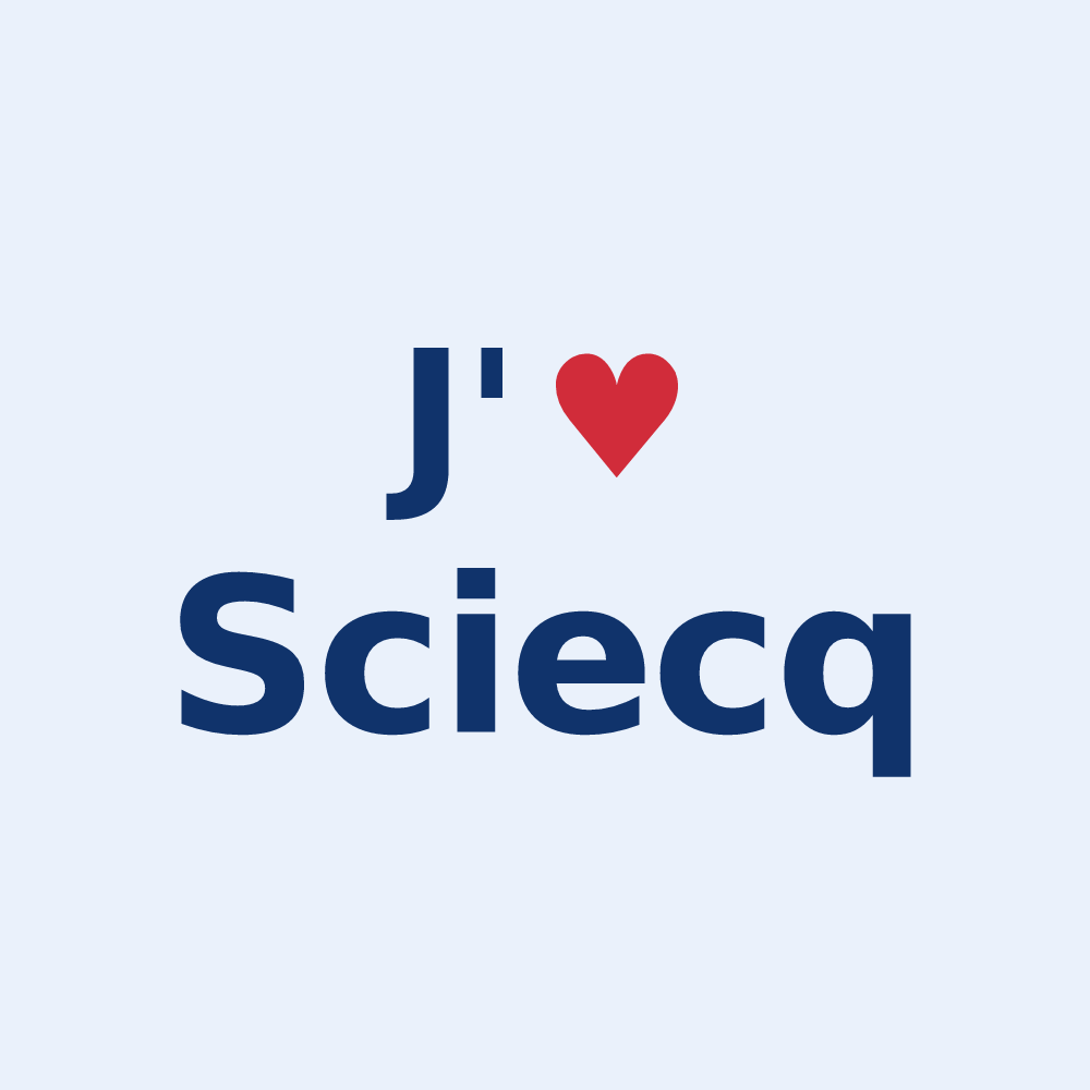 Sticker personnalisé Sciecq — design « J'aime Sciecq » imprimé sur le sticker