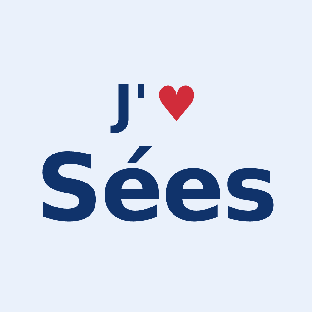 Sticker personnalisé Sées — design « J'aime Sées » imprimé sur le sticker