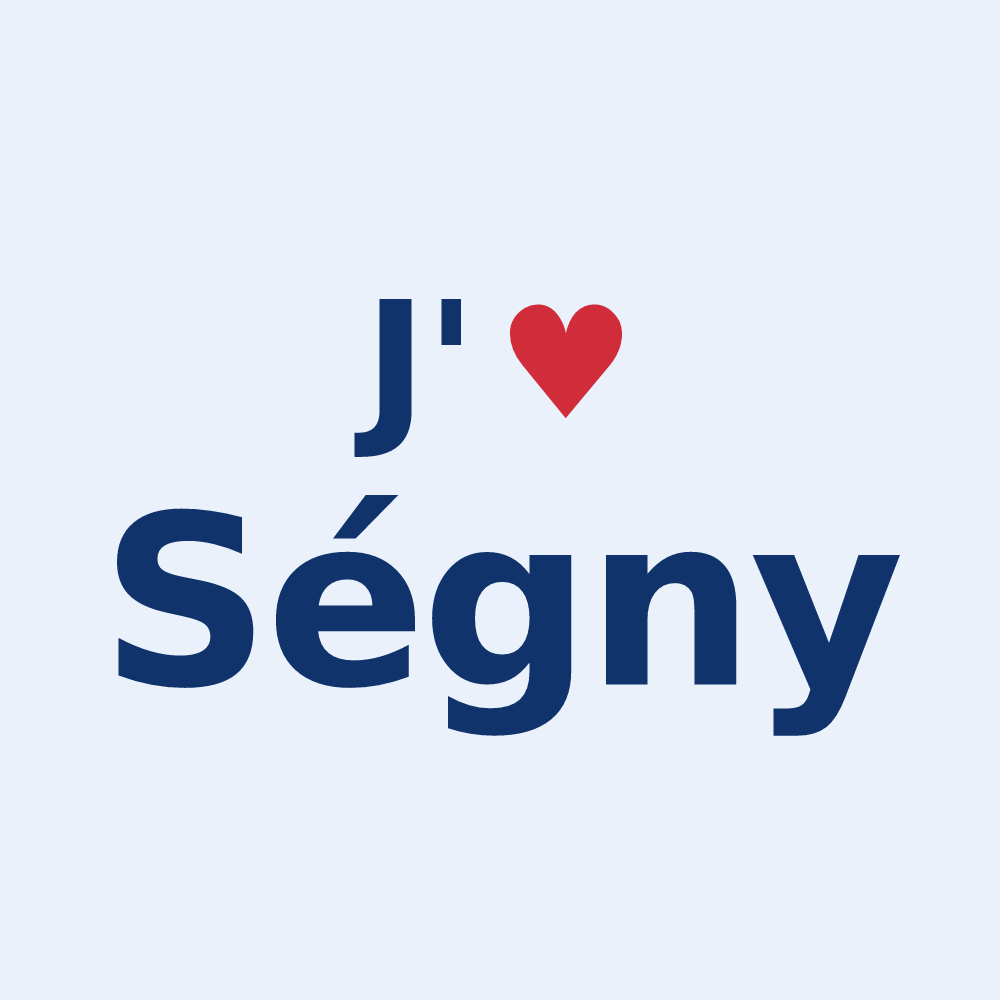 Sticker personnalisé Ségny — design « J'aime Ségny » imprimé sur le sticker