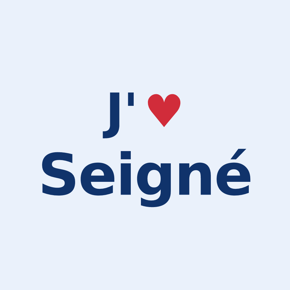 Sticker personnalisé Seigné — design J'aime Seigné