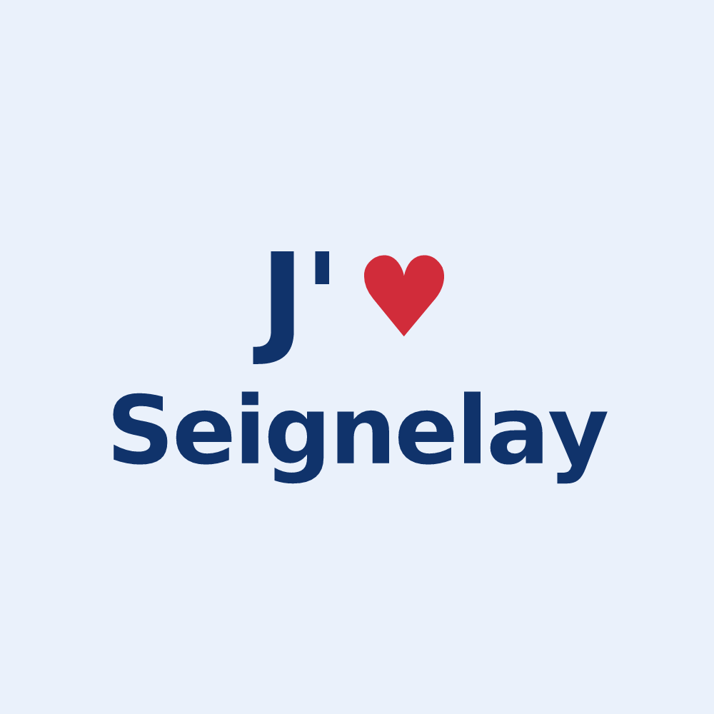 Sticker personnalisé Seignelay — design « J'aime Seignelay » imprimé sur le sticker