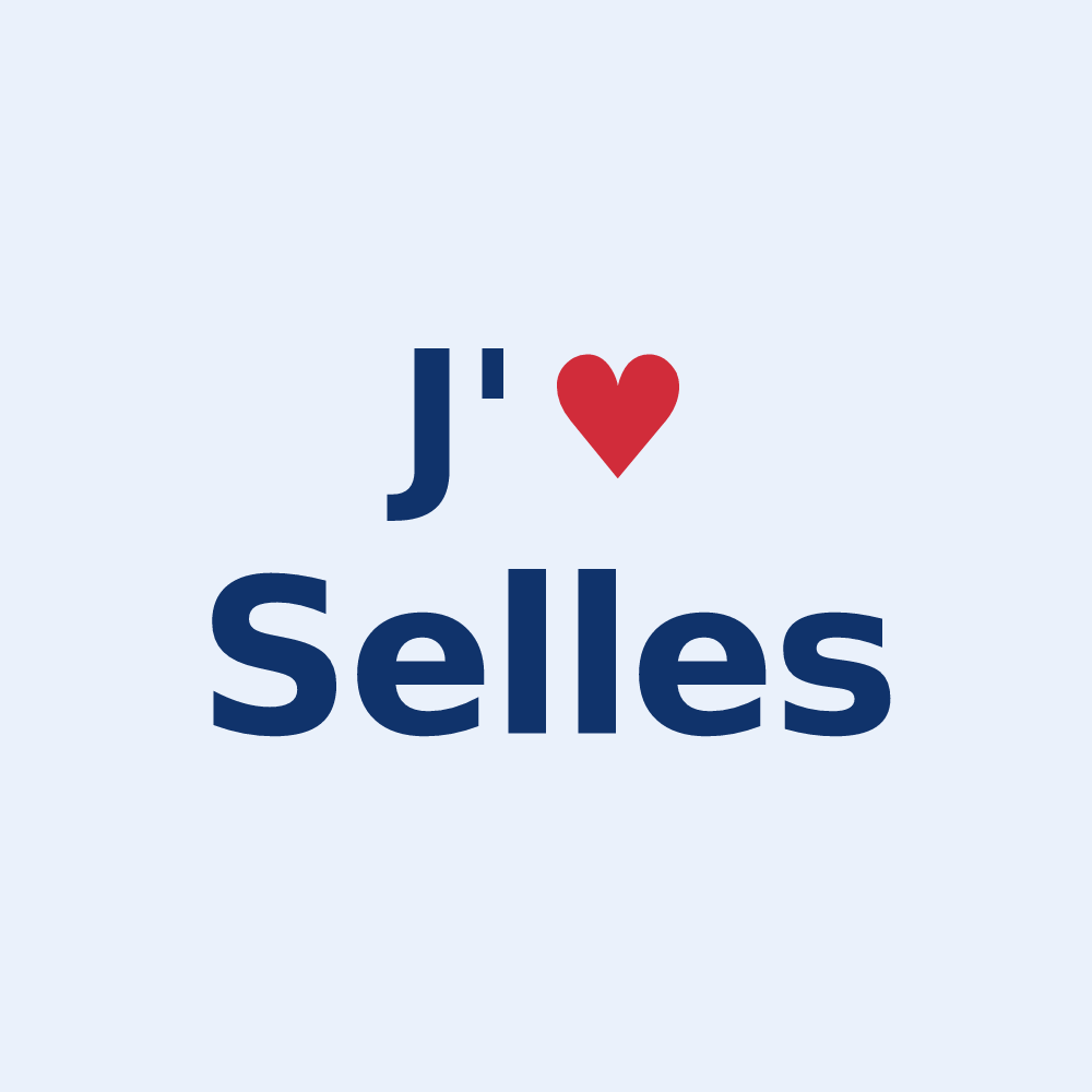 Sticker personnalisé Selles — design J'aime Selles