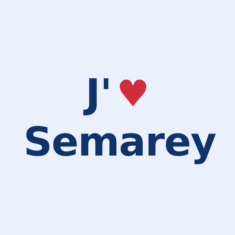 Sticker personnalisé Semarey — design « J'aime Semarey » imprimé sur le sticker