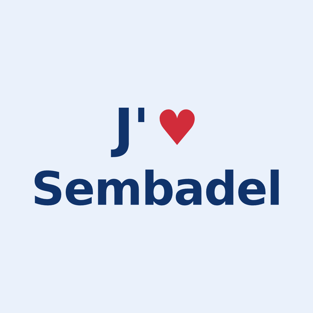 Sticker personnalisé Sembadel — design « J'aime Sembadel » imprimé sur le sticker