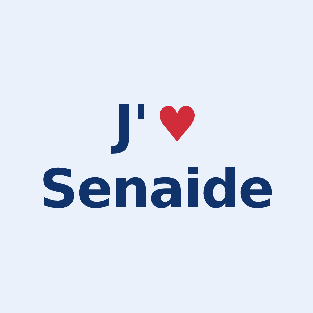 Sticker personnalisé Senaide — design « J'aime Senaide » imprimé sur le sticker