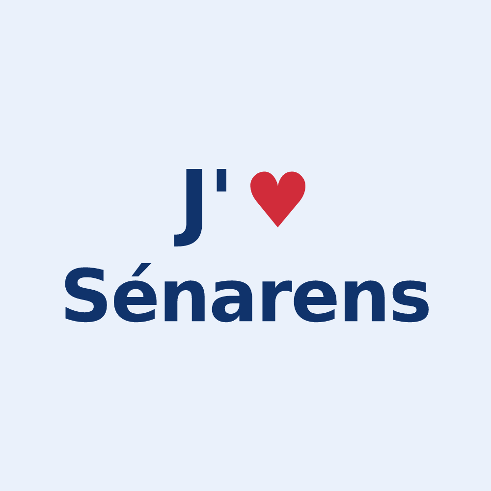 Sticker personnalisé Sénarens — design « J'aime Sénarens » imprimé sur le sticker