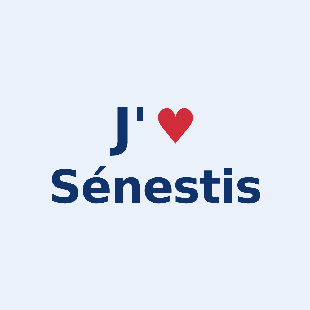 Sticker personnalisé Sénestis — design J'aime Sénestis