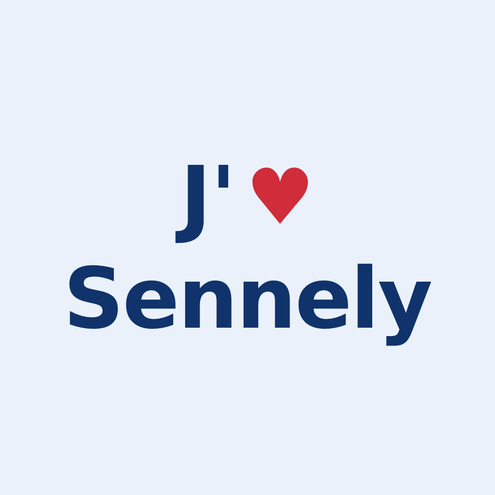 Sticker personnalisé Sennely — design « J'aime Sennely » imprimé sur le sticker