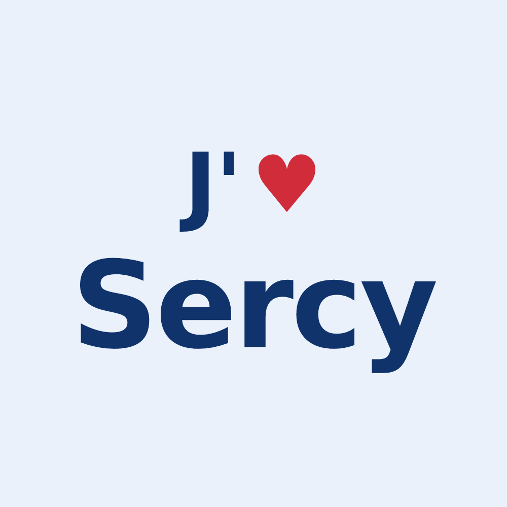 Sticker personnalisé Sercy — design « J'aime Sercy » imprimé sur le sticker