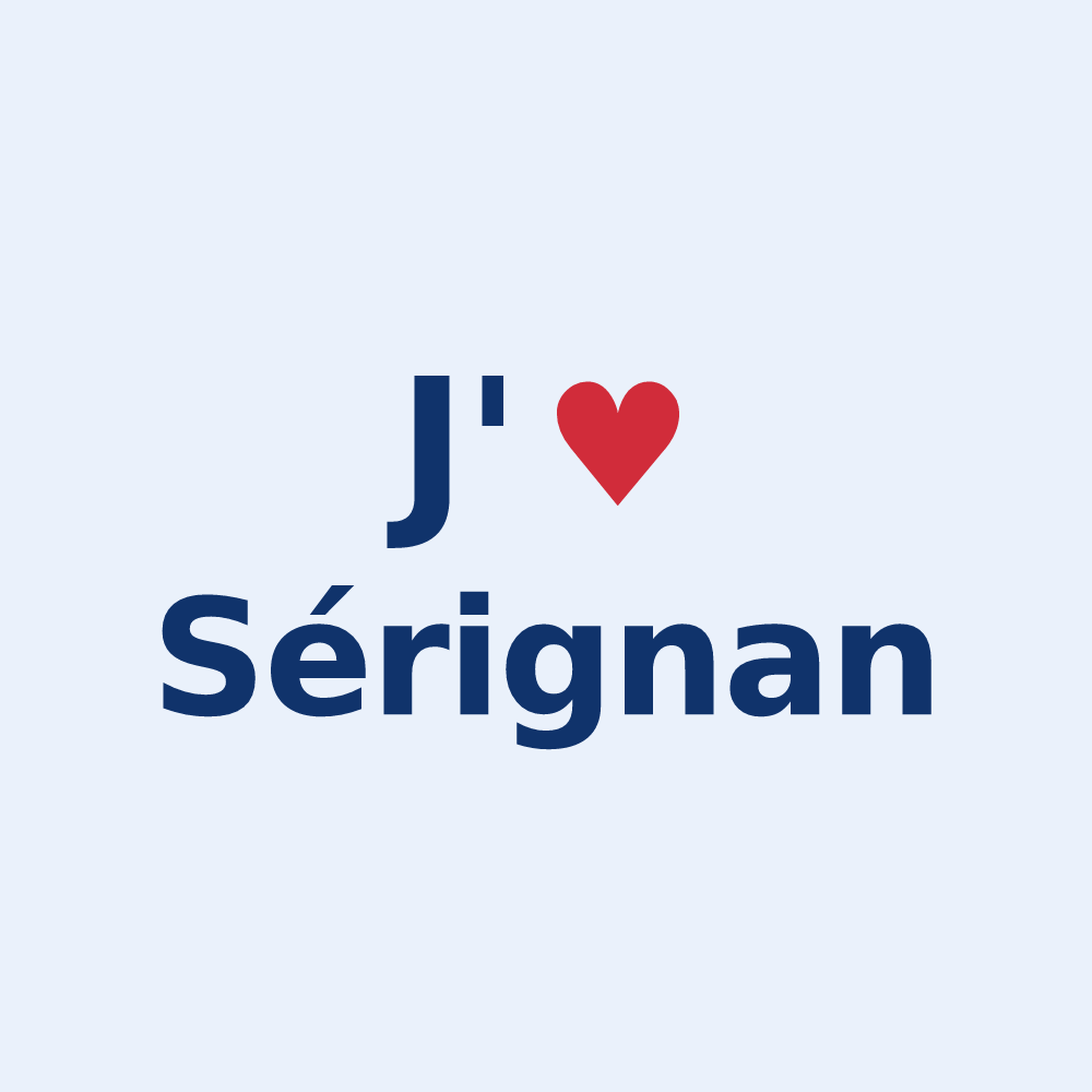 Sticker personnalisé Sérignan — design J'aime Sérignan