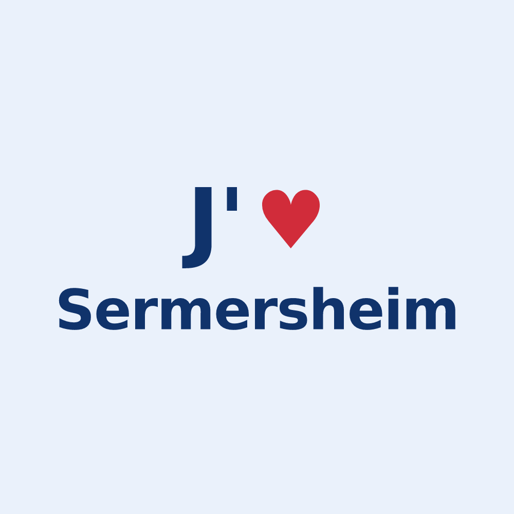 Sticker personnalisé Sermersheim — design « J'aime Sermersheim » imprimé sur le sticker