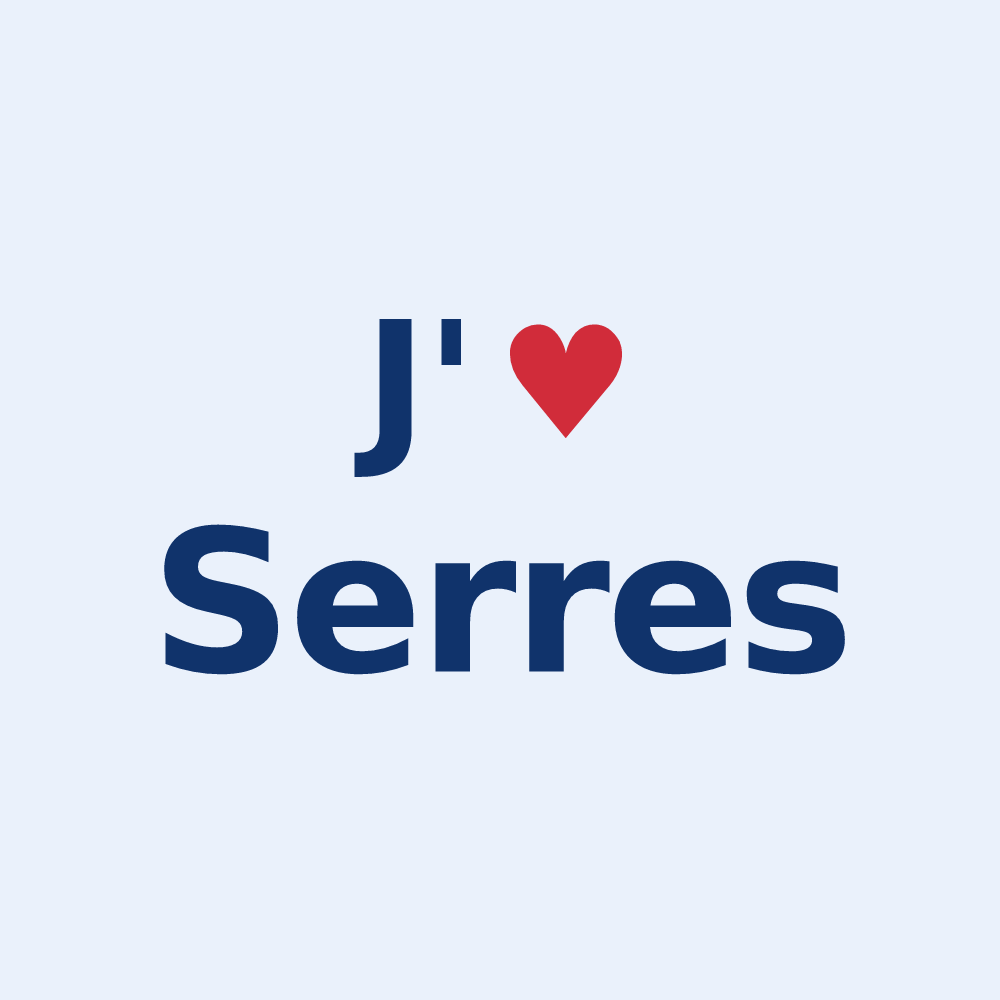 Sticker personnalisé Serres — design « J'aime Serres » imprimé sur le sticker