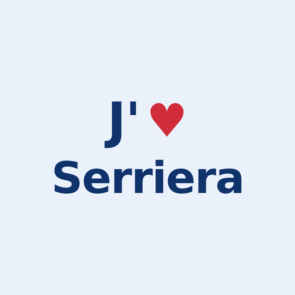 Sticker personnalisé Serriera — design « J'aime Serriera » imprimé sur le sticker