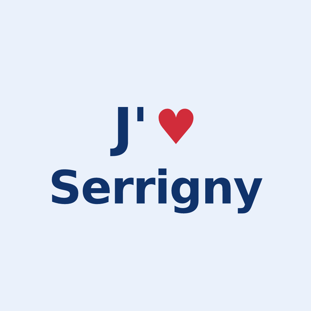 Sticker personnalisé Serrigny — design « J'aime Serrigny » imprimé sur le sticker