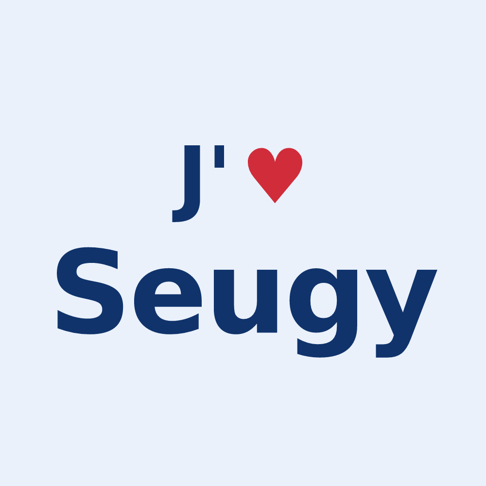 Sticker personnalisé Seugy — design « J'aime Seugy » imprimé sur le sticker