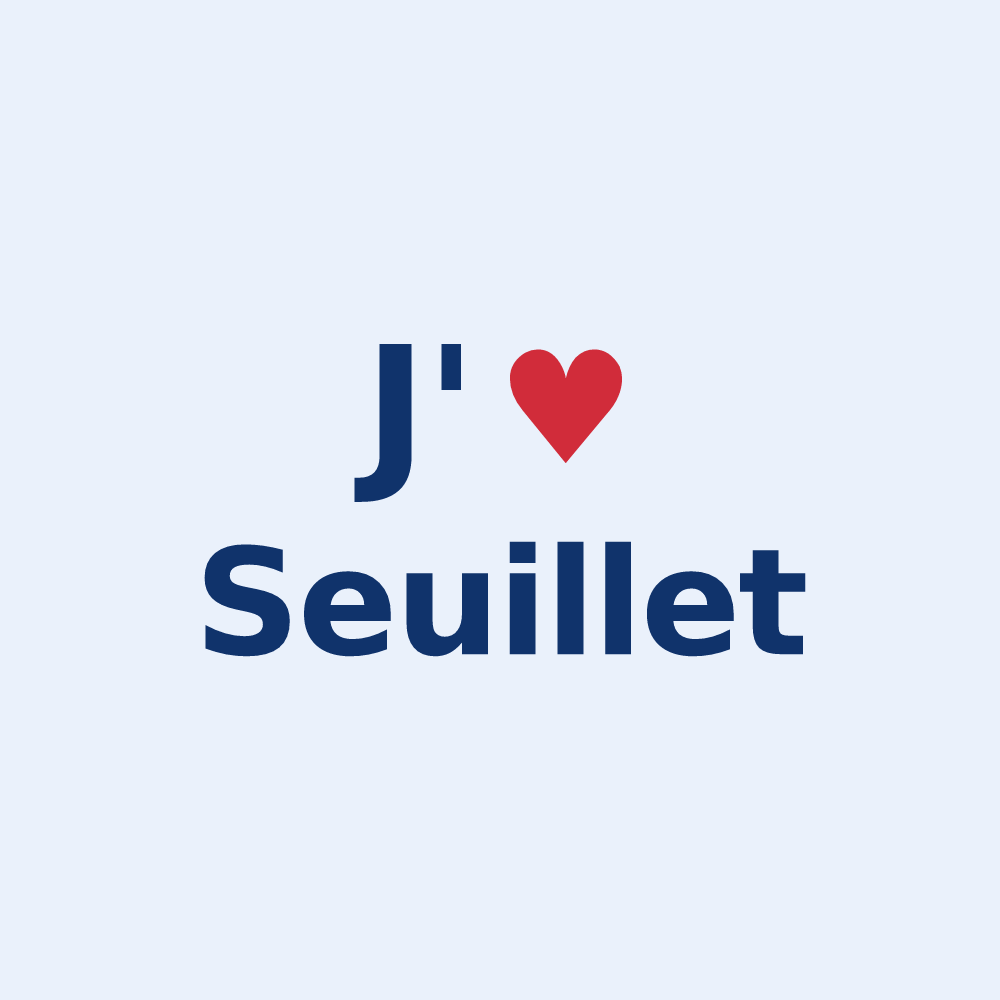 Sticker personnalisé Seuillet — design J'aime Seuillet