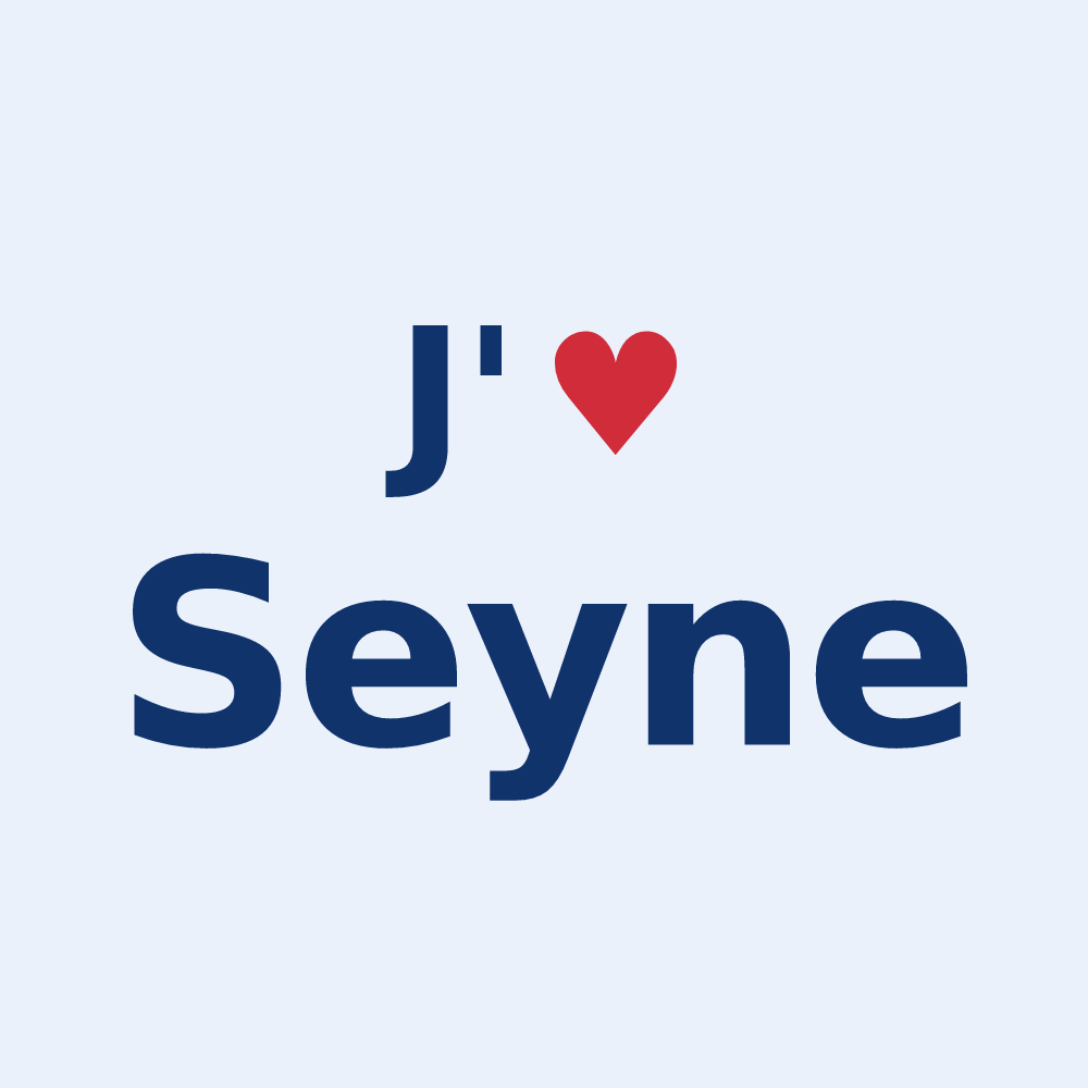 Sticker personnalisé Seyne — design « J'aime Seyne » imprimé sur le sticker