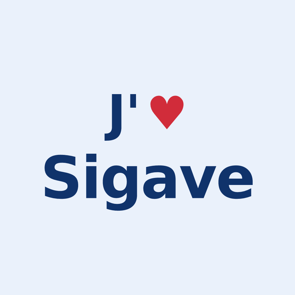 Sticker personnalisé Sigave — design J'aime Sigave