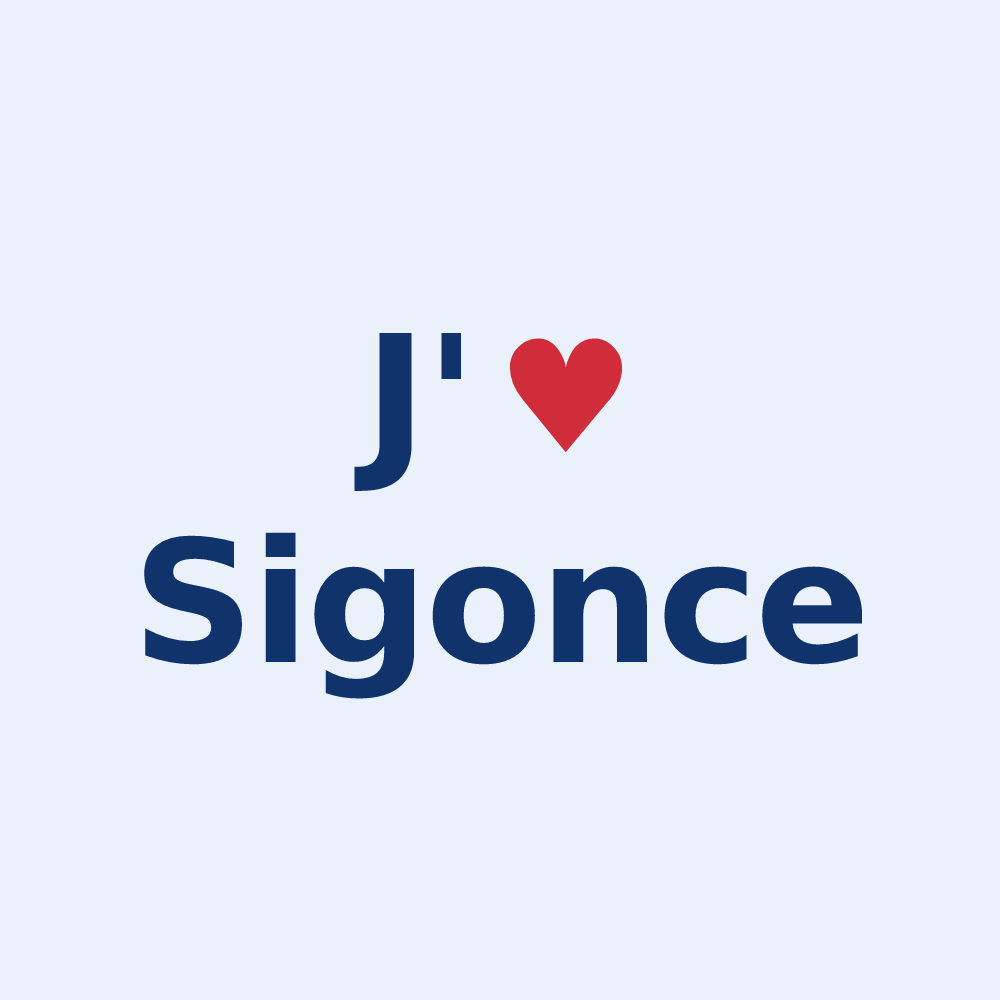 Sticker personnalisé Sigonce — design J'aime Sigonce