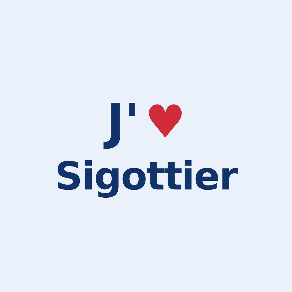 Sticker personnalisé Sigottier — design « J'aime Sigottier » imprimé sur le sticker