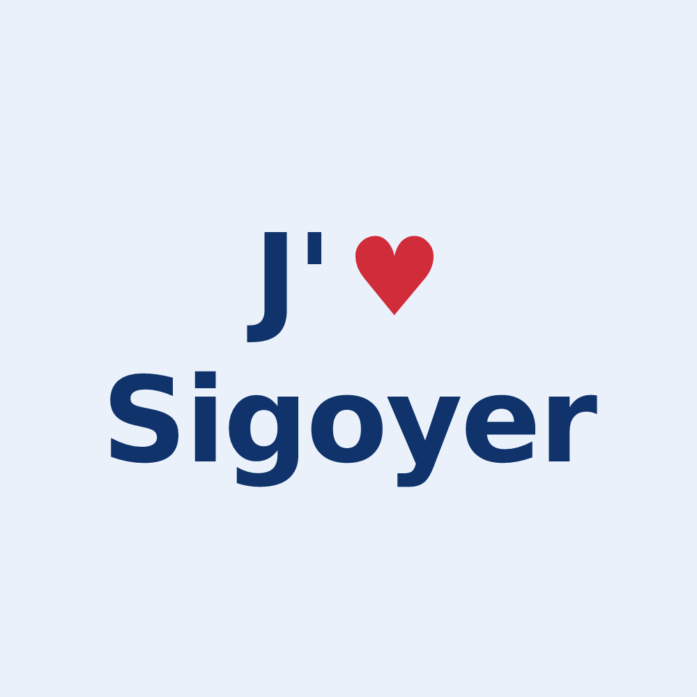 Sticker personnalisé Sigoyer — design « J'aime Sigoyer » imprimé sur le sticker