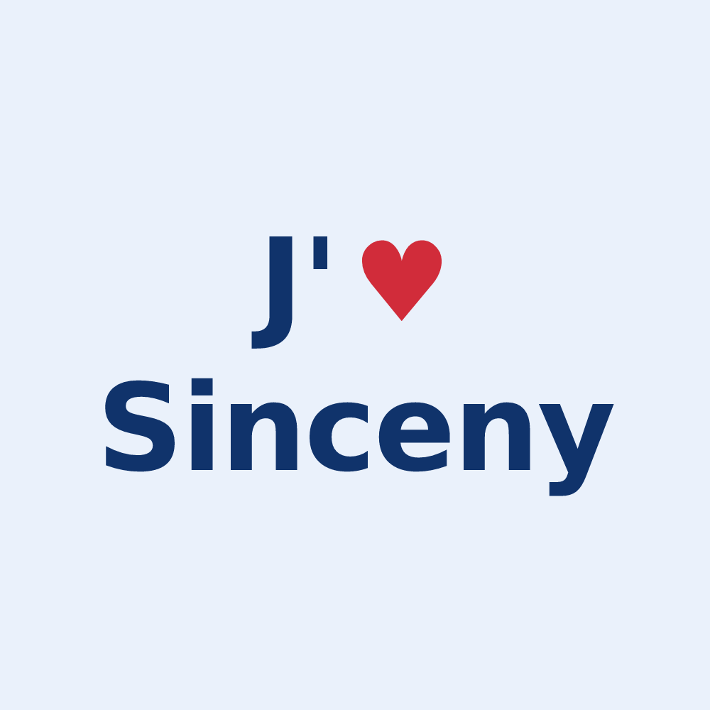 Sticker personnalisé Sinceny — design J'aime Sinceny
