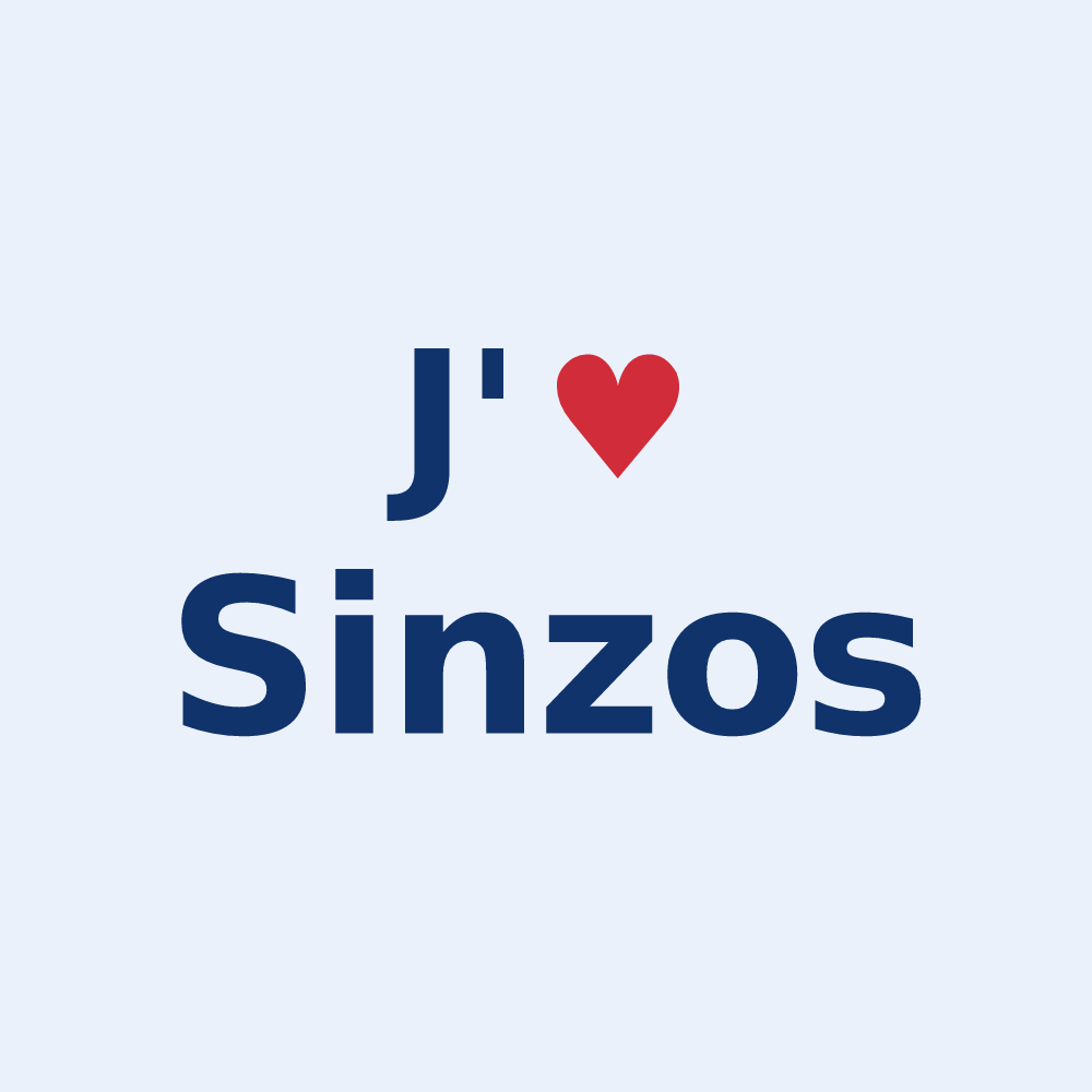 Sticker personnalisé Sinzos — design « J'aime Sinzos » imprimé sur le sticker