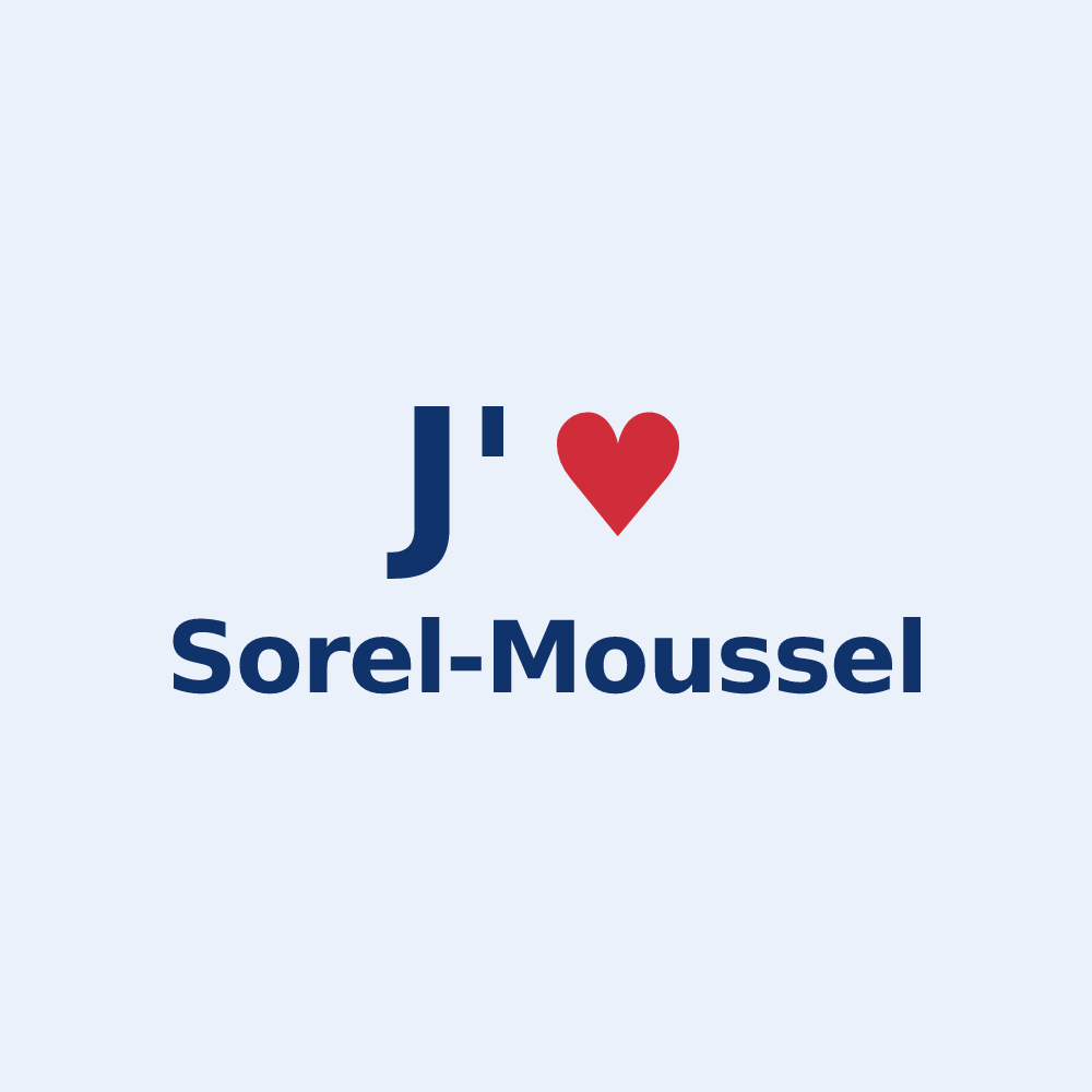 Sticker personnalisé Sorel-Moussel — design « J'aime Sorel-Moussel » imprimé sur le sticker