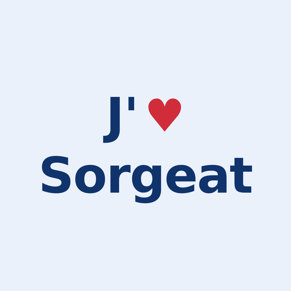 Sticker personnalisé Sorgeat — design J'aime Sorgeat