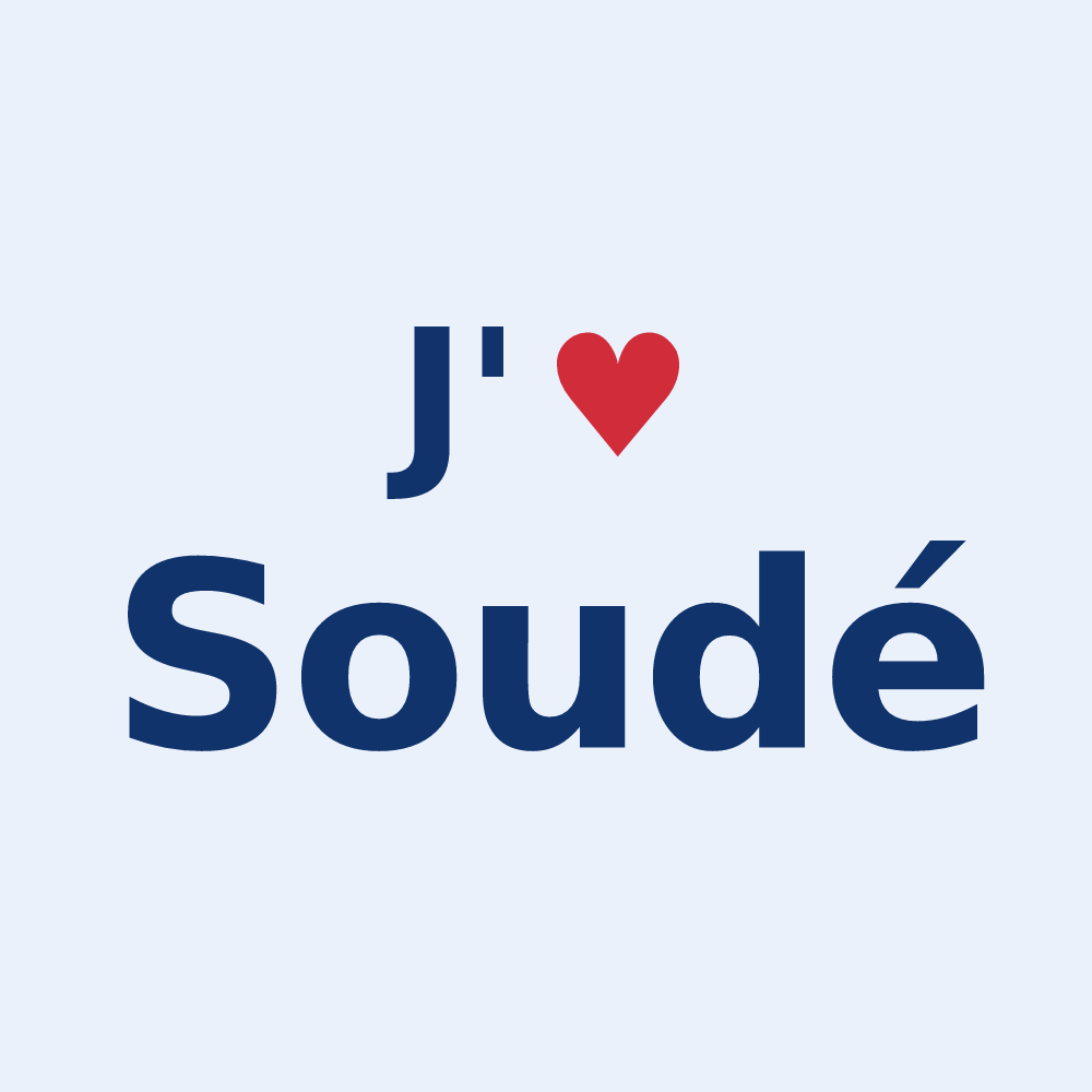 Sticker personnalisé Soudé — design « J'aime Soudé » imprimé sur le sticker