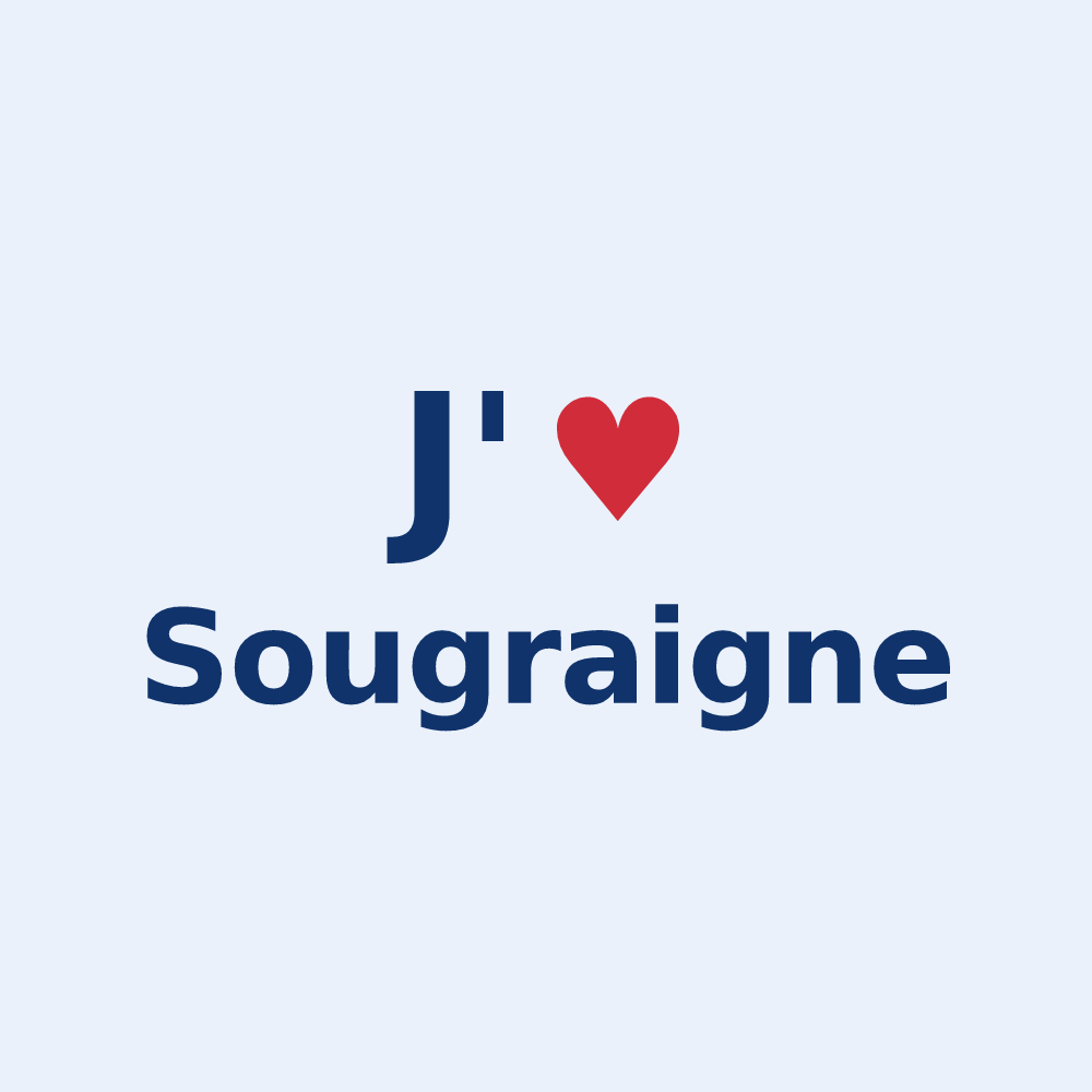 Sticker personnalisé Sougraigne — design J'aime Sougraigne
