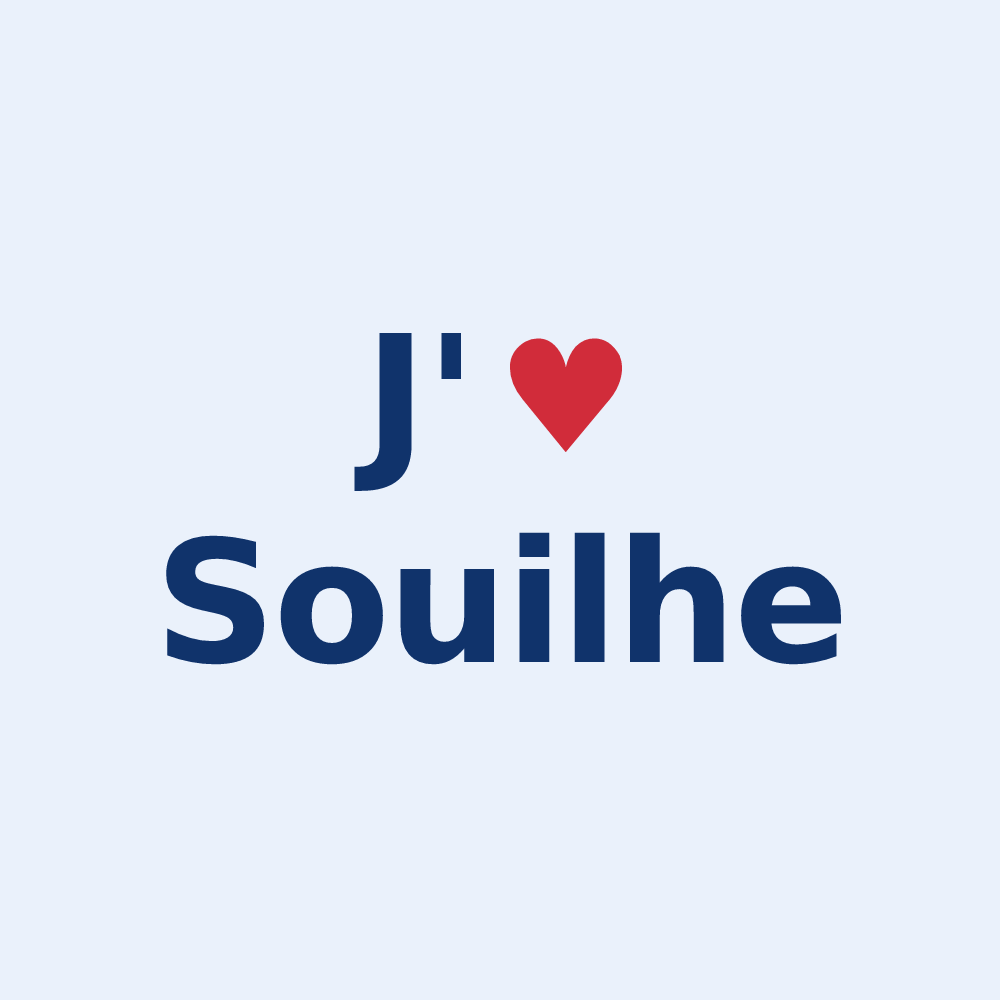 Sticker personnalisé Souilhe — design « J'aime Souilhe » imprimé sur le sticker