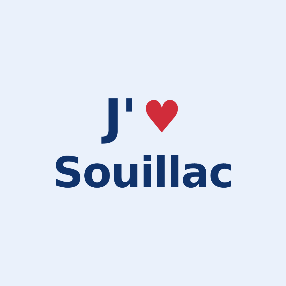 Sticker personnalisé Souillac — design J'aime Souillac