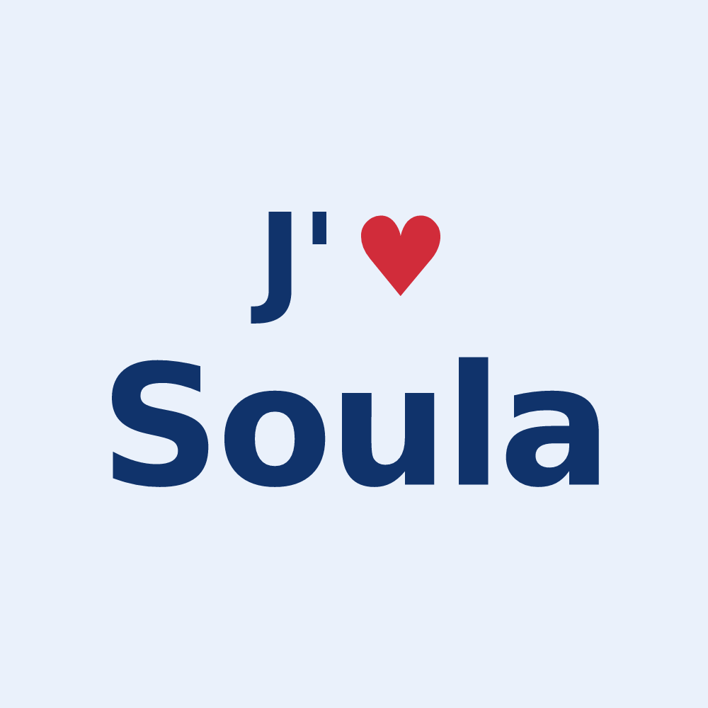 Sticker personnalisé Soula — design « J'aime Soula » imprimé sur le sticker