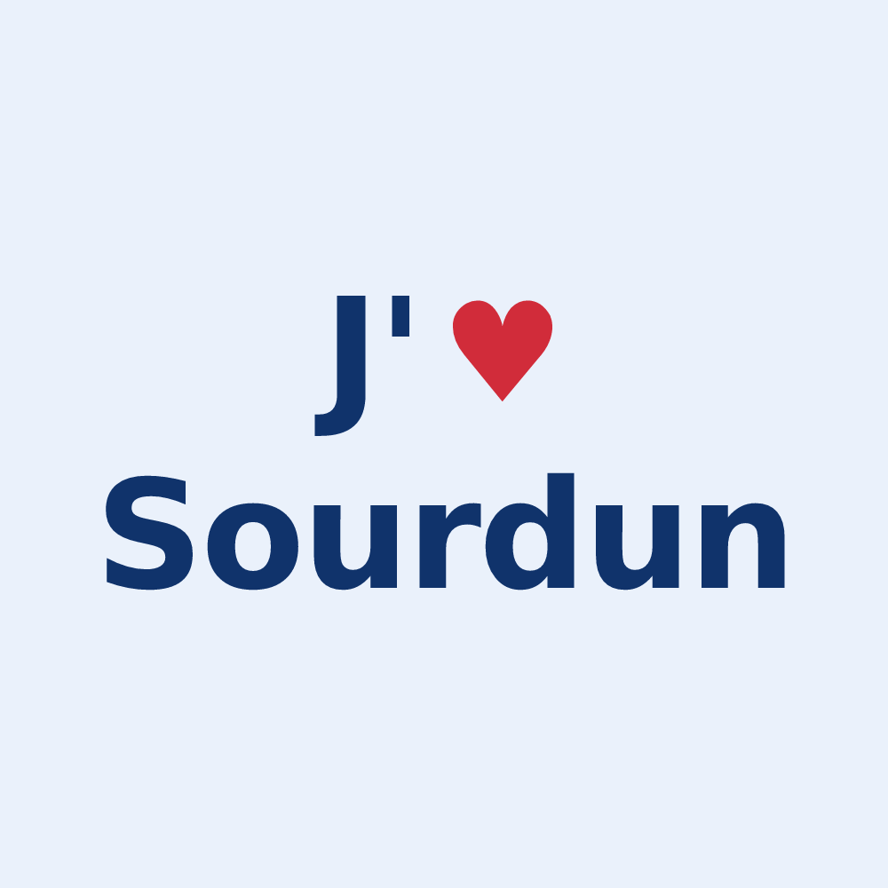 Sticker personnalisé Sourdun — design J'aime Sourdun
