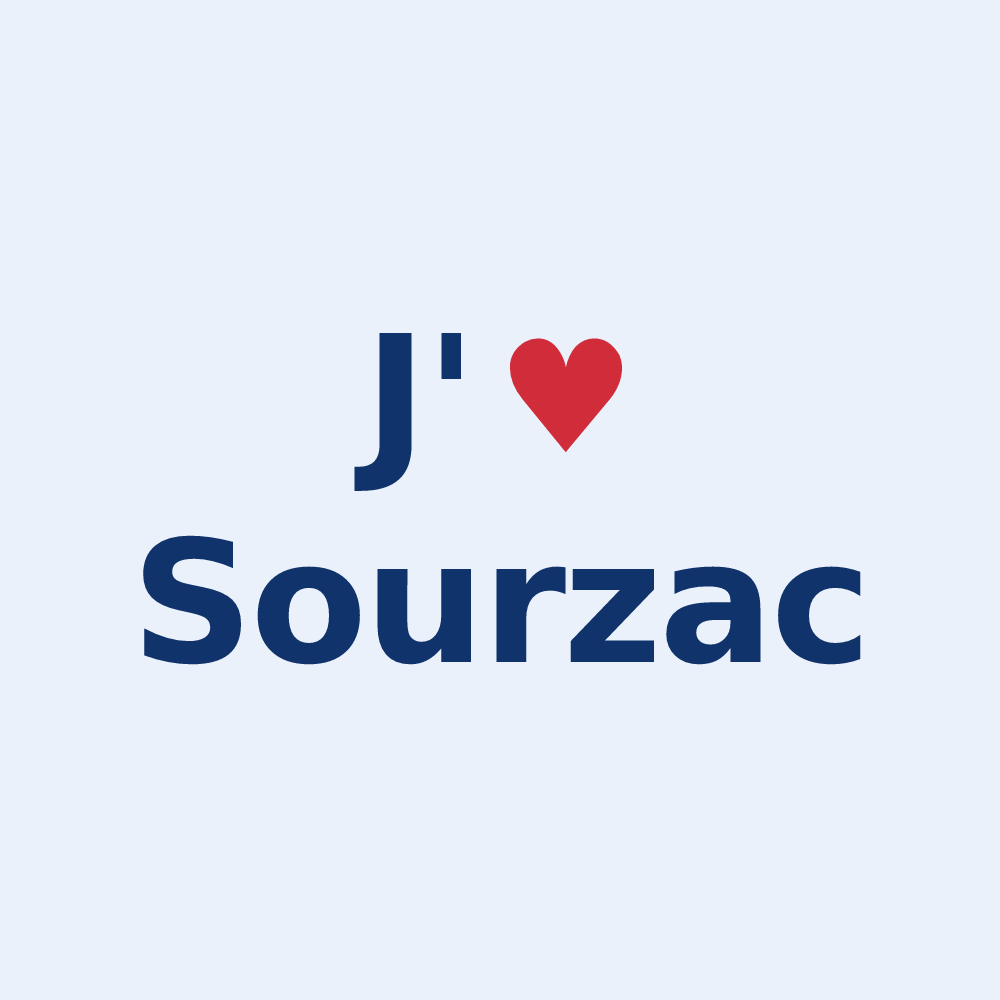 Sticker personnalisé Sourzac — design J'aime Sourzac