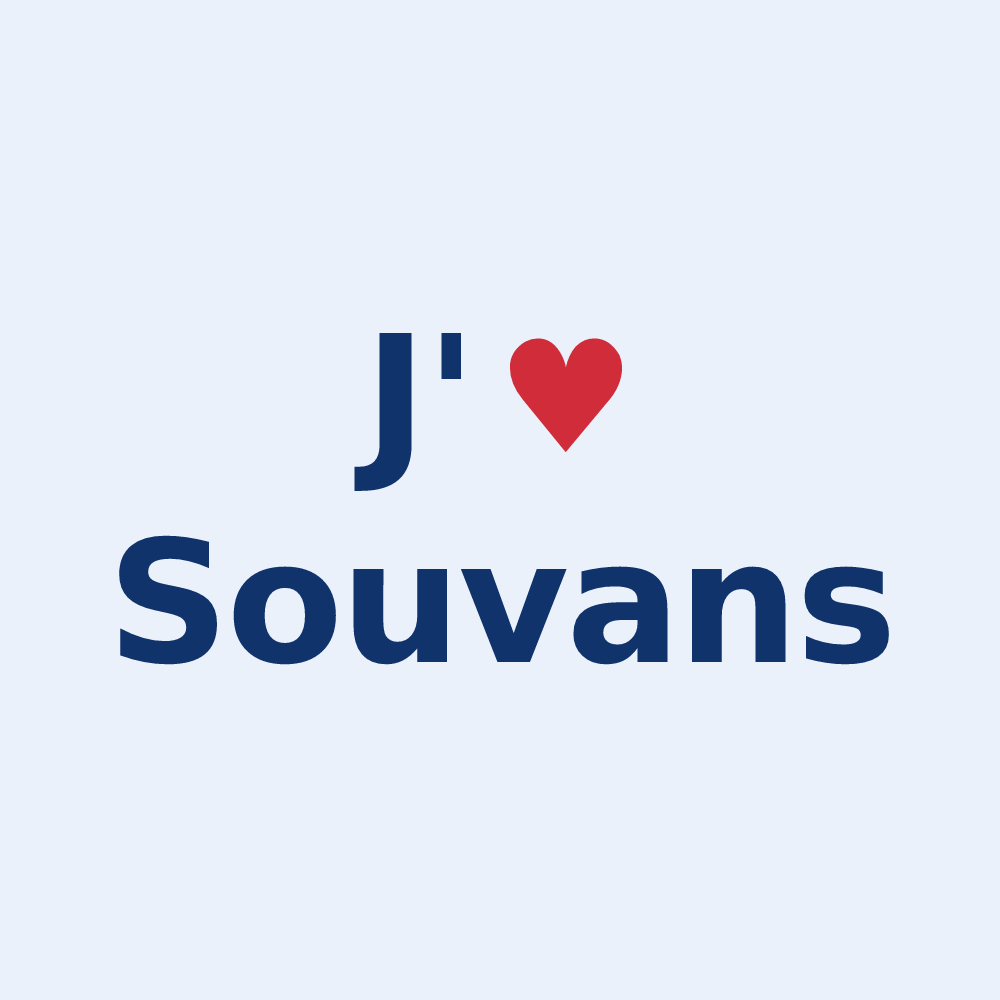 Sticker personnalisé Souvans — design « J'aime Souvans » imprimé sur le sticker