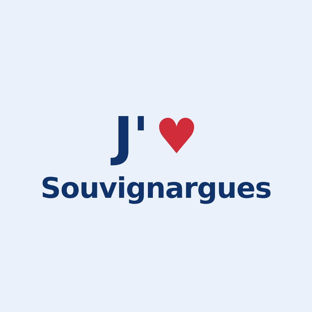 Sticker personnalisé Souvignargues — design « J'aime Souvignargues » imprimé sur le sticker