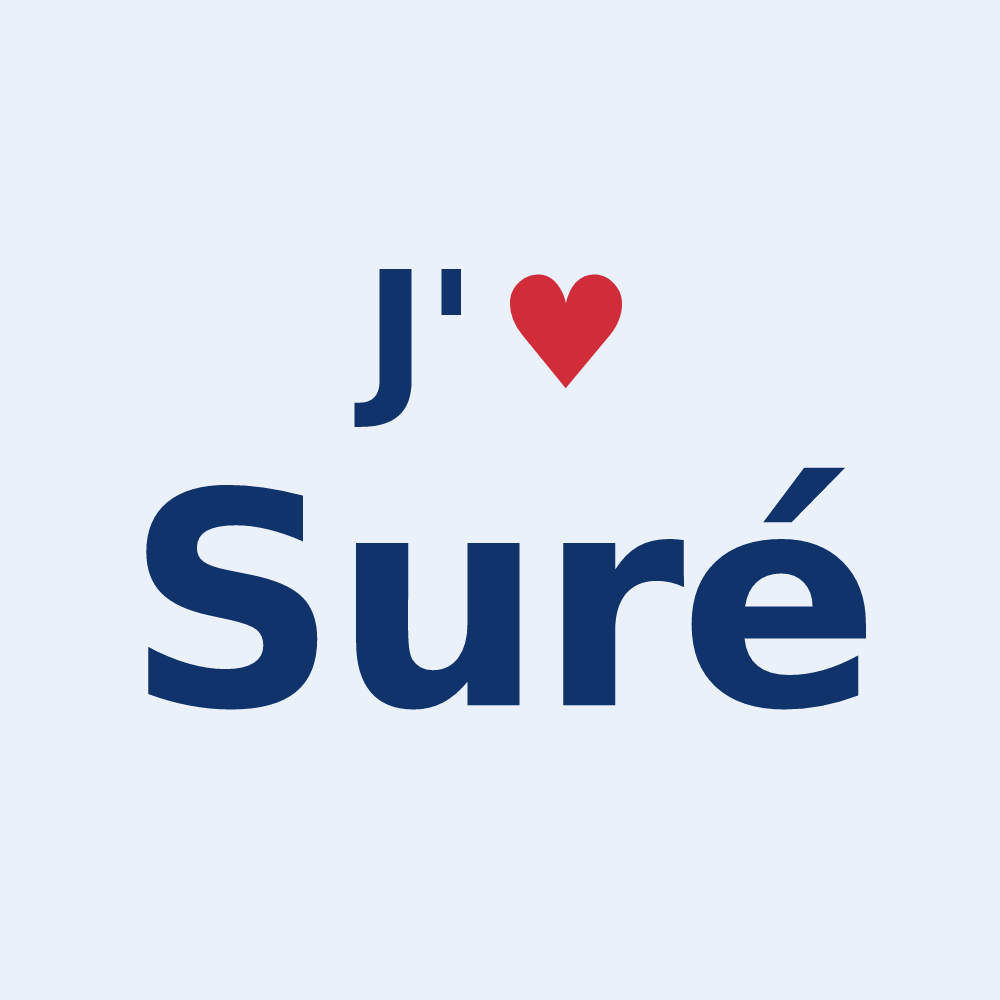 Sticker personnalisé Suré — design « J'aime Suré » imprimé sur le sticker