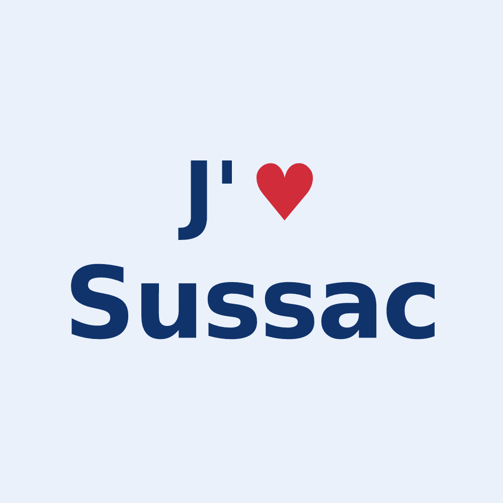 Sticker personnalisé Sussac — design J'aime Sussac