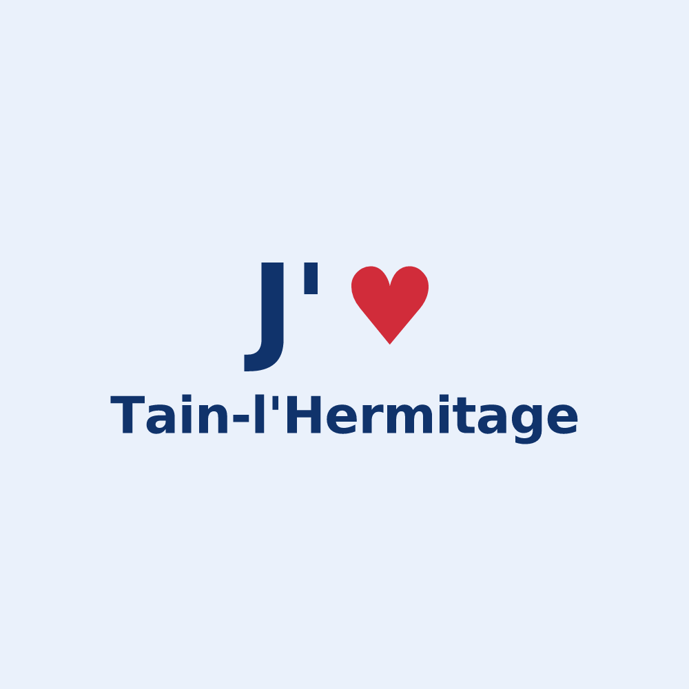 Sticker personnalisé Tain-l'Hermitage — design « J'aime Tain-l'Hermitage » imprimé sur le sticker