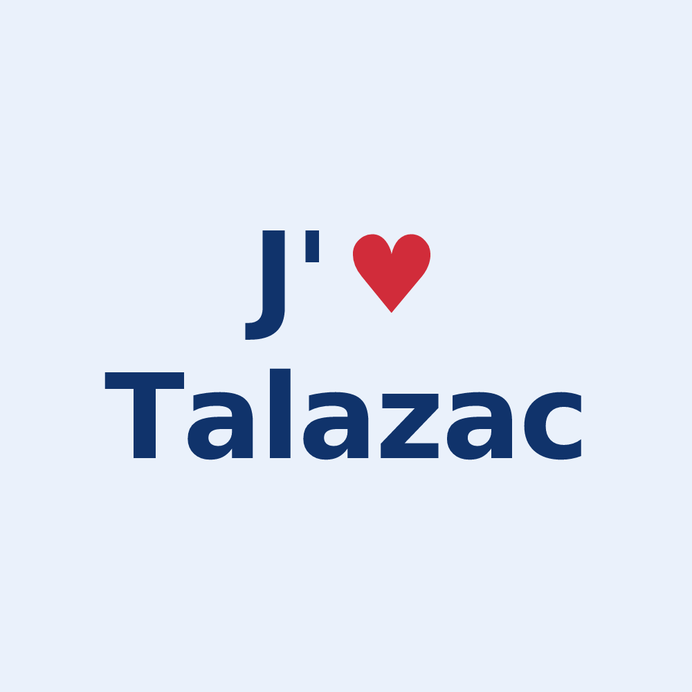 Sticker personnalisé Talazac — design « J'aime Talazac » imprimé sur le sticker