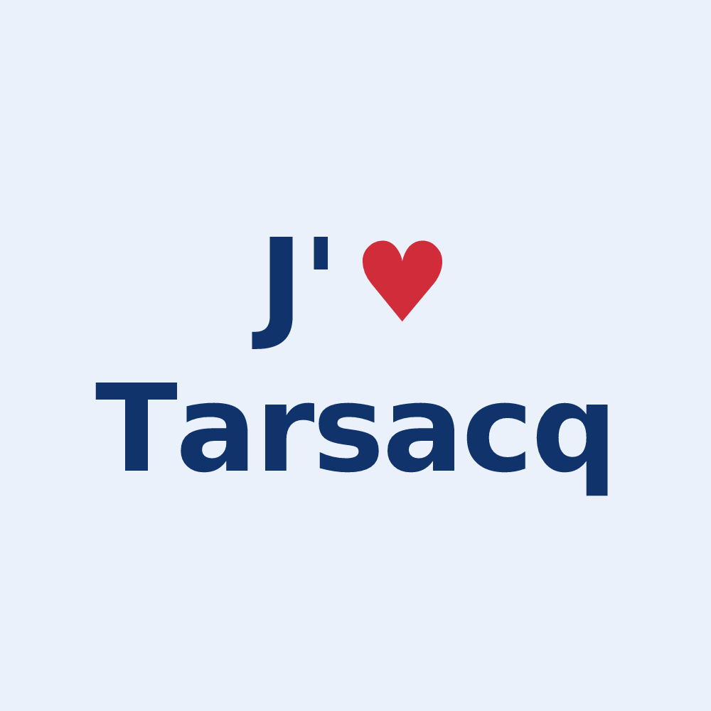 Sticker personnalisé Tarsacq — design « J'aime Tarsacq » imprimé sur le sticker
